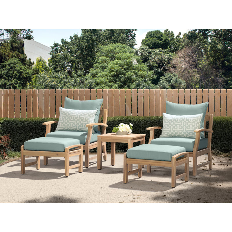 Paulet Acacia 2 - Person Patio Conversation Set with Sunbrella® Cushions, Canvas Spa Sunbrella® Canvas