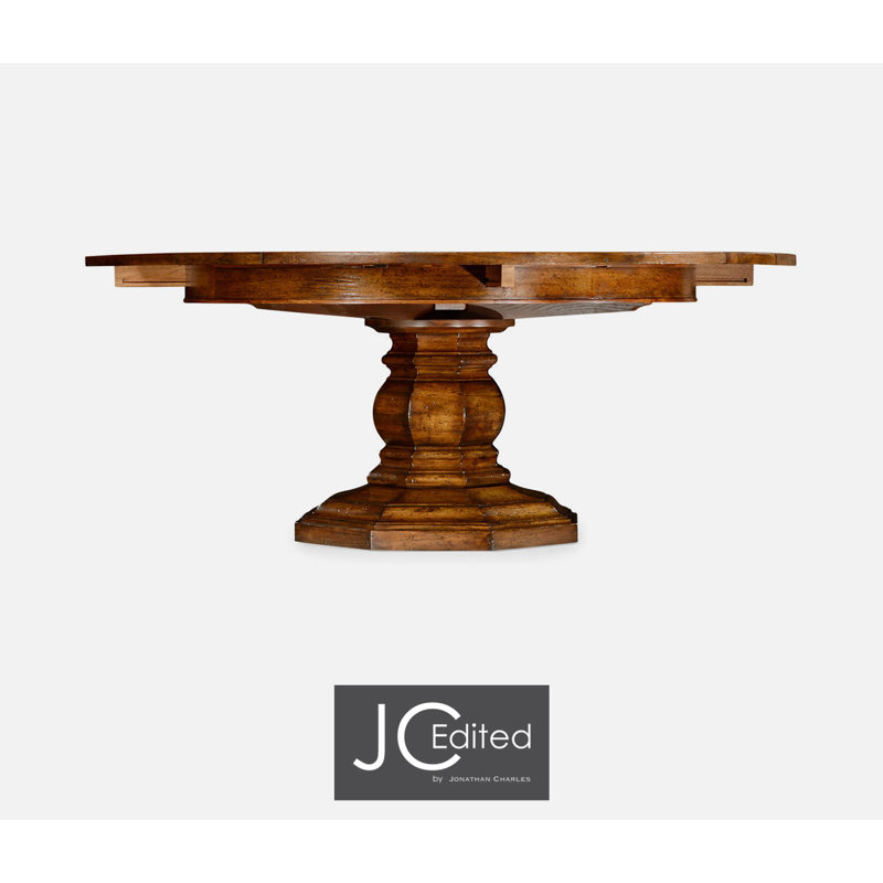 Casually Country Round Solid Wood Dining Table, Country Farmhouse Walnut