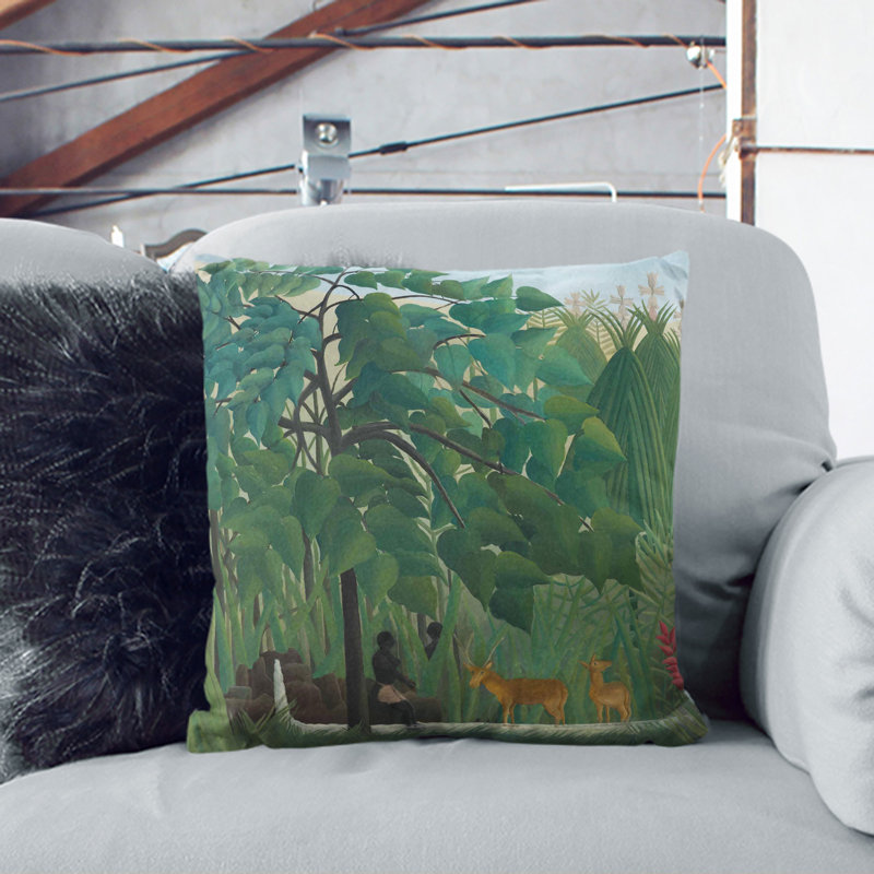 Two Deer Square Throw Cushion, 40cm H x 40cm W x 15cm D, Black