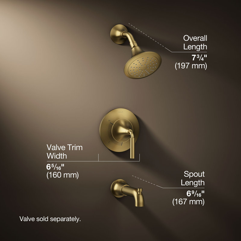 Tone Rite-Temp Pressure-Balancing Bath And Shower Faucet Trim Set 1.75 GPM, Vibrant Brushed Moderne Brass