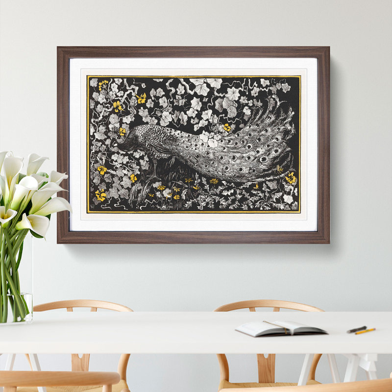 Peacock by Theo Van Hoytema - Framed Print, 27cm H x 36cm W x 2cm D, Walnut Framed
