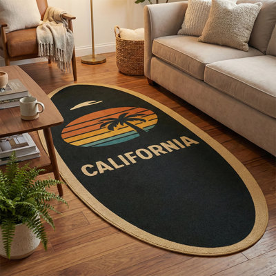 Novelty California Surfboard Accent Rug