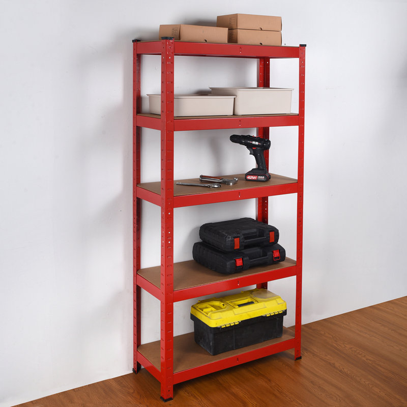 70cm W Metal Height -Adjustable Shelving Unit, Red