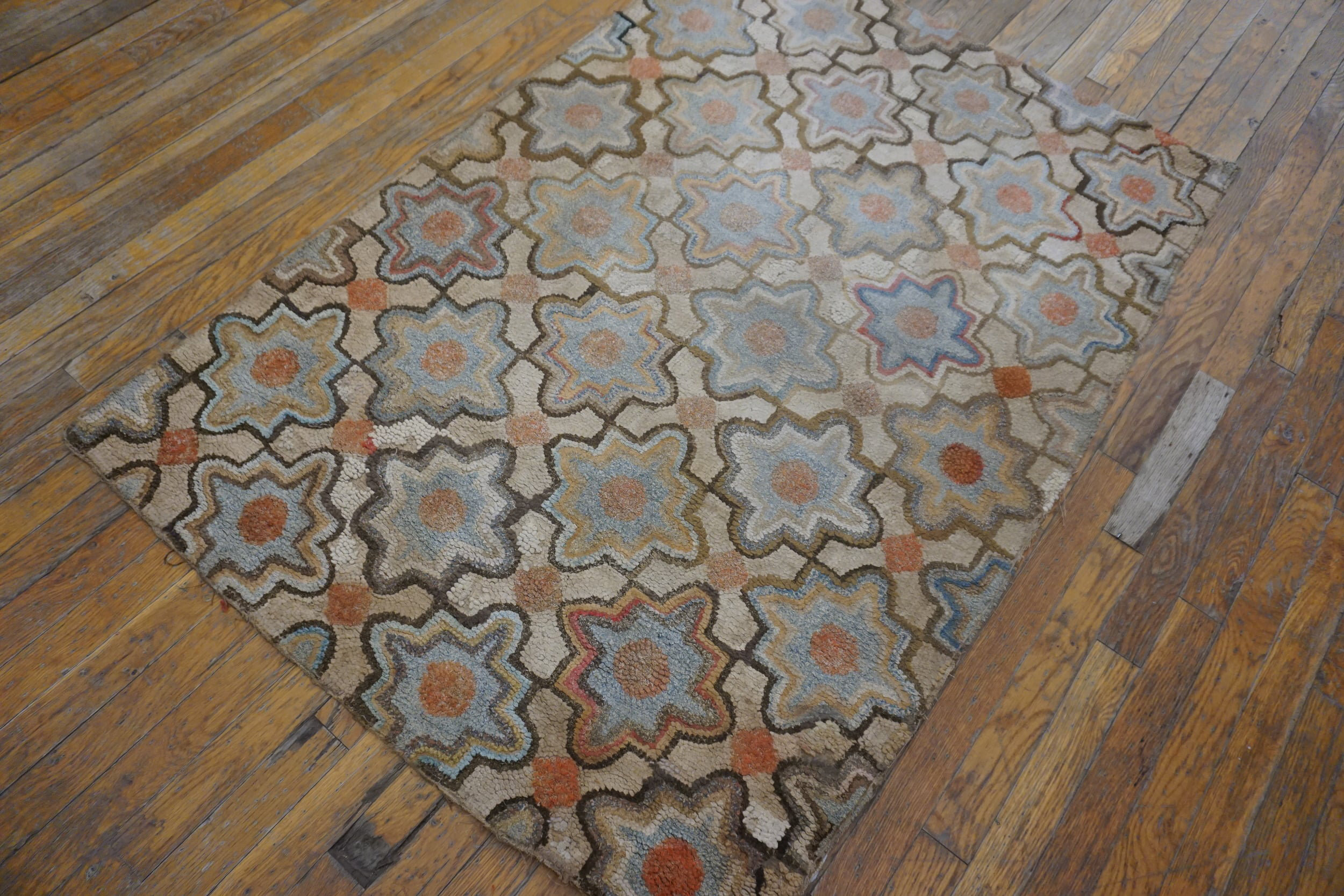 The New England Collection Antique Allover Star Pattern American Hooked ...