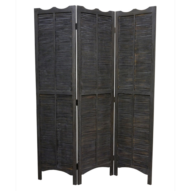 Carrico 53'' W x 71'' H 3 - Panel Solid Wood Folding Room Divider