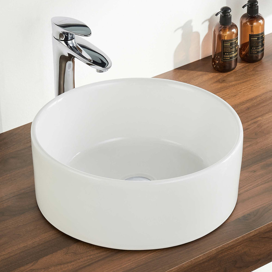 DeerValley Symmetry 16" Circular/Round White Vitreous Vessel Bathroom Sink DeerValley