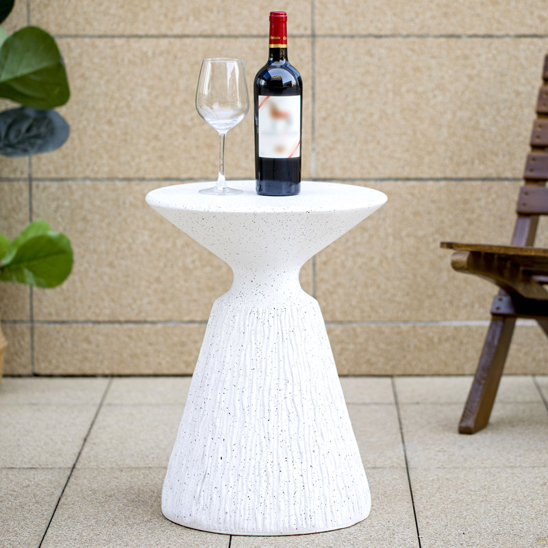 Table d'appoint d'extérieur en marbre blanc texturé moucheté toutes saisons MGO - Table de bout d'intérieur