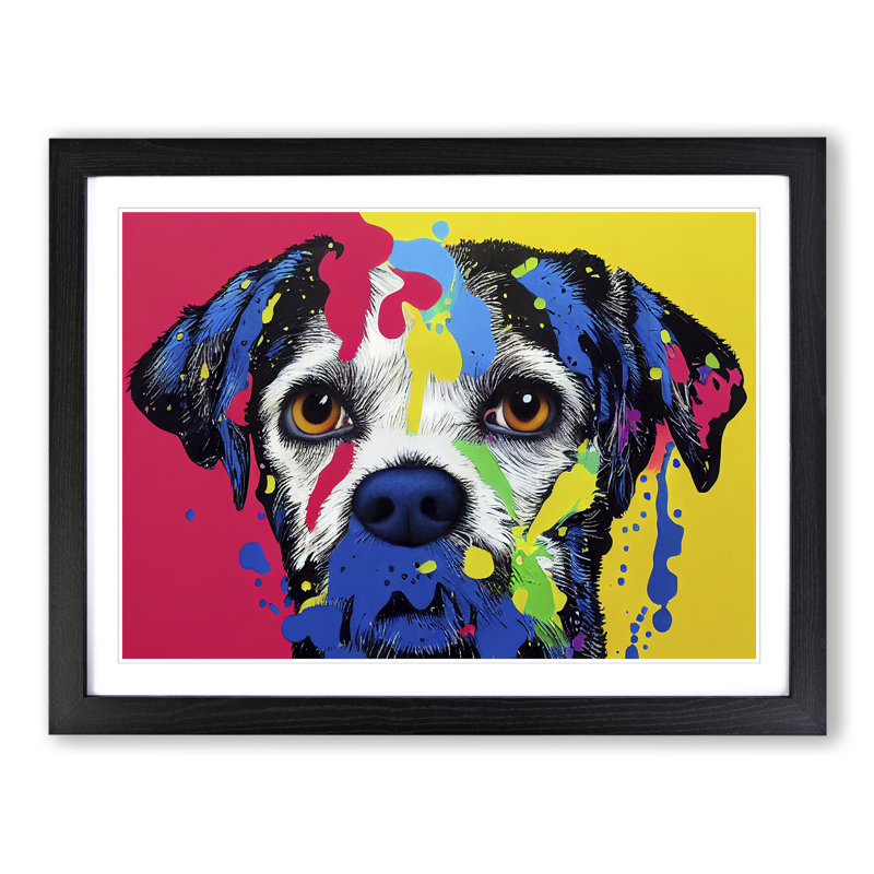Colourful Dog Vol.4 Abstract - Single Picture Frame Print, 46cm H x 64cm W x 2cm D, Black