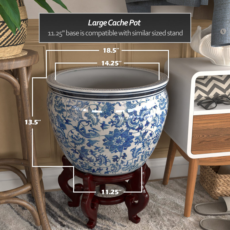 Cache-pot en céramique fait à la main Morawa, H 15,5 po x l 18,75 po x P 18 po