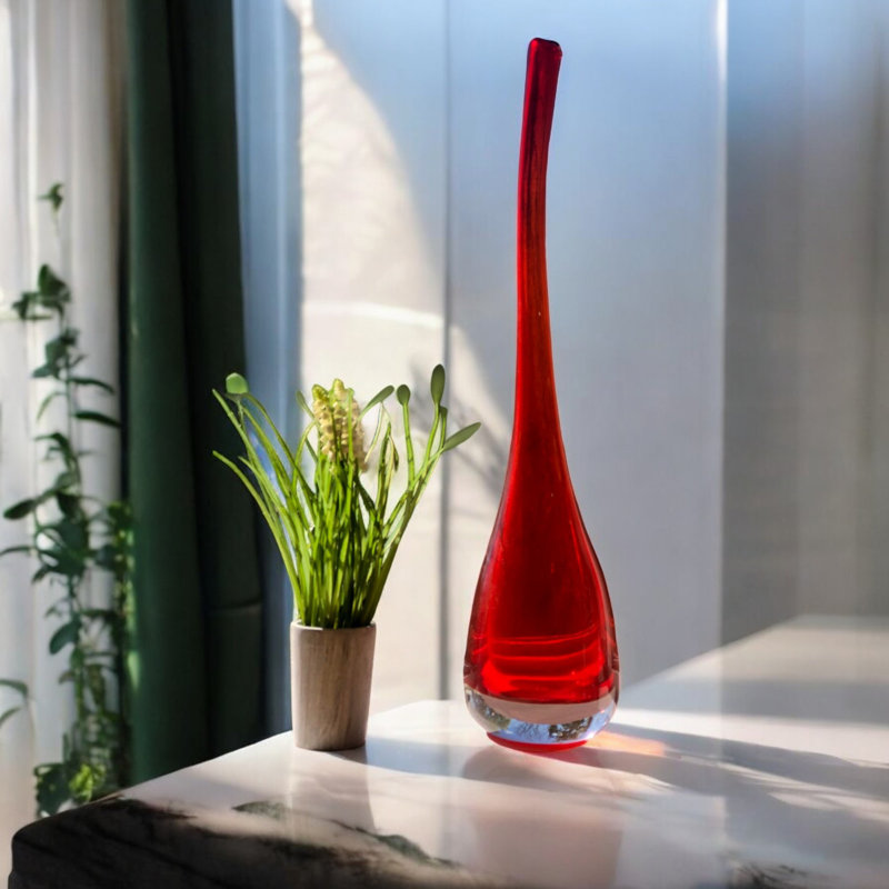 Handmade Glass Table Vase, Red