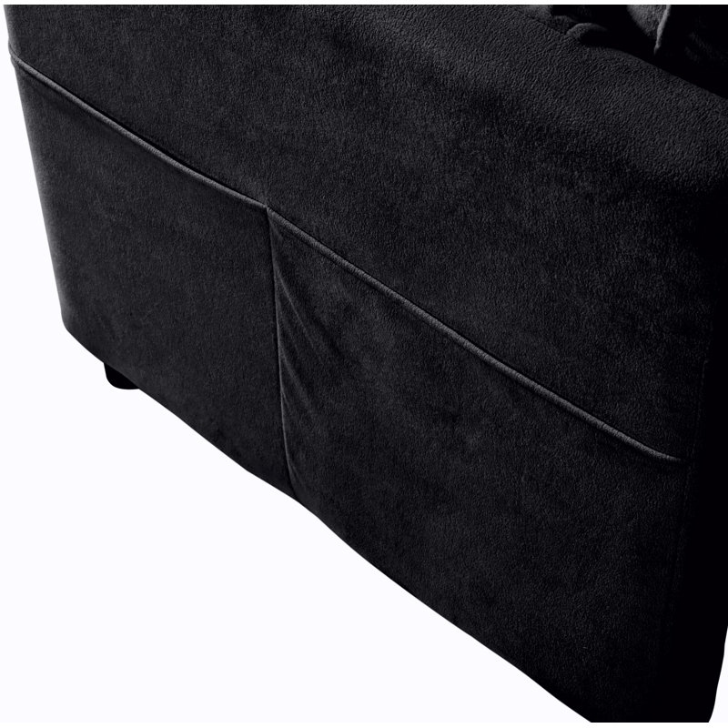 Modular Sectional Sofa, Oversized Deep Seat U Shaped Couch Set For Living Room, 4-Seater Comfy Cloud Couches With 2 Movable Ottomans, DIY Combination, Chenille,Black