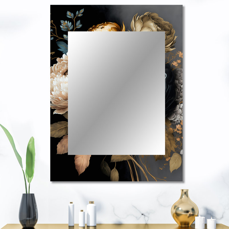 Blue Blooming Bouquet III - Garden Rectangular Wall Mirror, 40" x 30"
