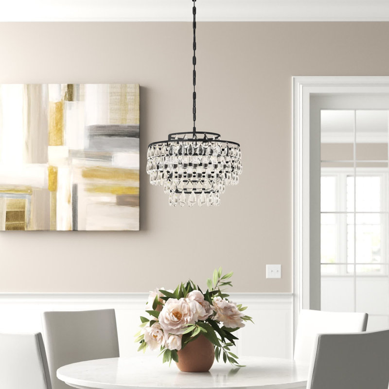 5-Light Dimmable Crystal Tiered Chandelier, 72" H x 18" W x 18" D, Brass