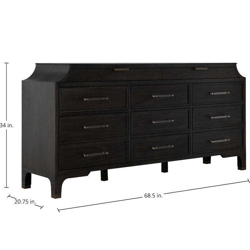 Alexandra 11 Drawer Dresser, Cerused Forest Black