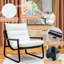 Ensemble de 2 chaises d'appoint modernes et modernes avec fourrure de lapin moelleuse et tissu Oxford-1086379915