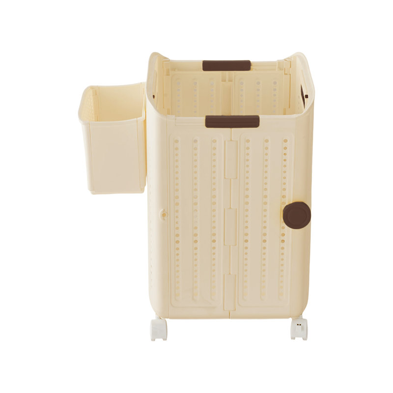 Plastic Laundry Basket, Cream, 47 cm H x 34 cm W x 31 cm D