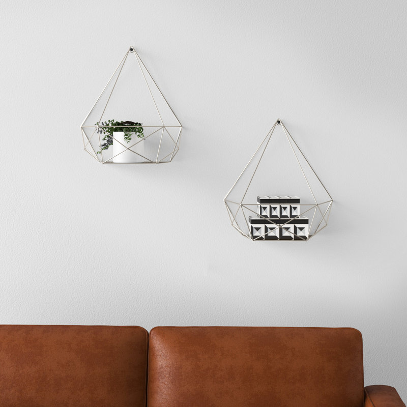 Gibson 2 Piece Diamond Metal Floating Shelf, Silver