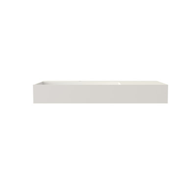 Lavabo de salle de bain à surface solide en blanc mat, 35,85 po de profondeur, 17,74 po de largeur, 5,11 po de hauteur, 53,64 lb, polyvalent pour toutes les conceptions, résine de pierre de haute qualité pour une utilisation durable, murale ou