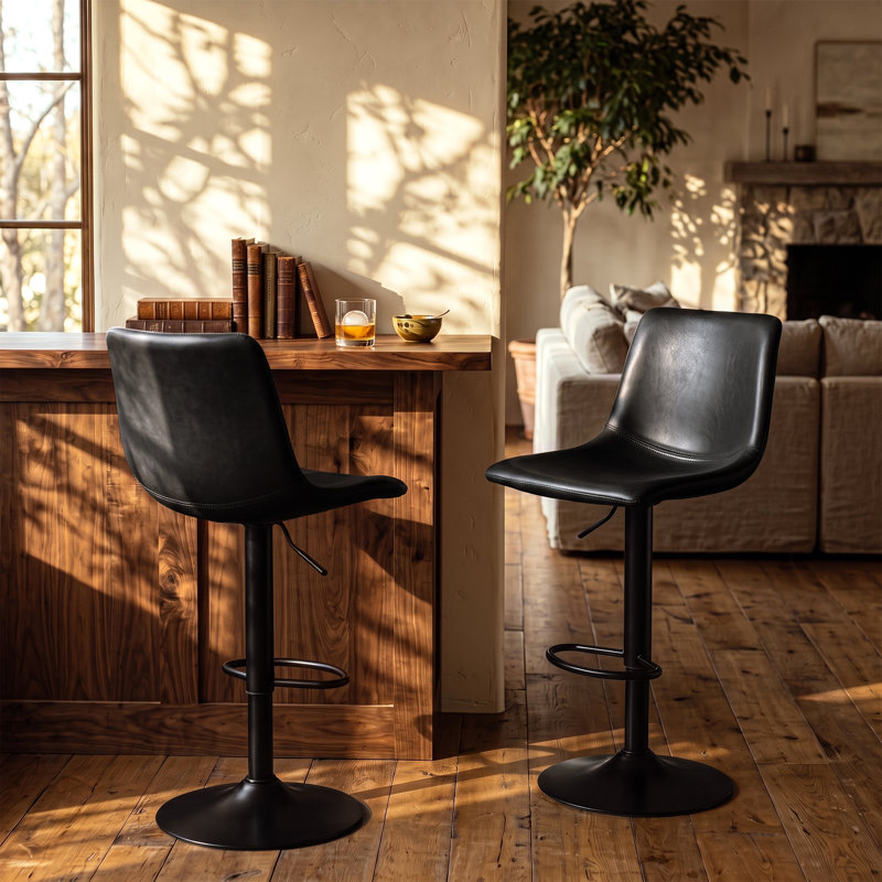 Ensemble de 2 tabourets de bar pivotants Halima Rockel, Noir, 2 