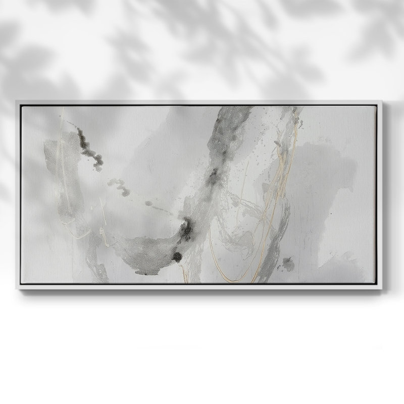 Série abstraite-D XXXVII- Toile tendue avec châssis tendue, prête à être accrochée, H 25 po x l 41 po, Blanc