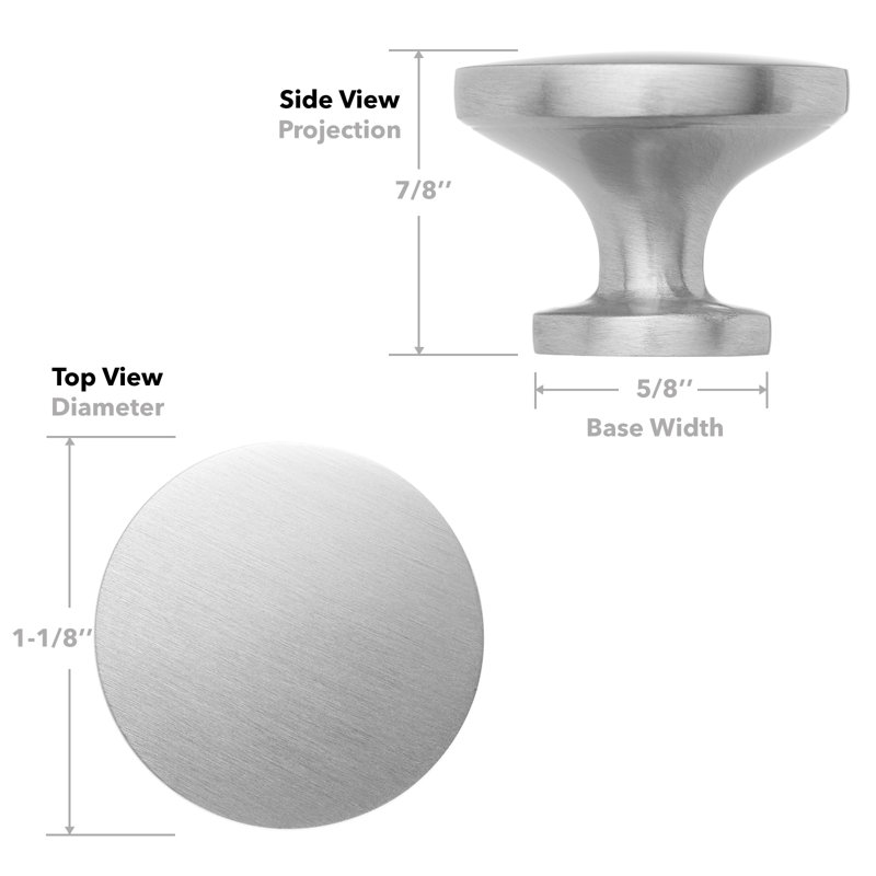 1-1/8" Diameter Round Knob Multipack, Satin Nickel