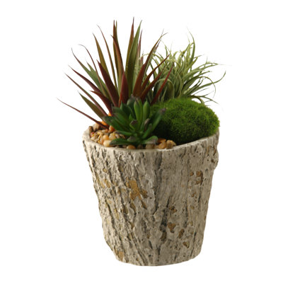 Faux Succulent in Cement Planter