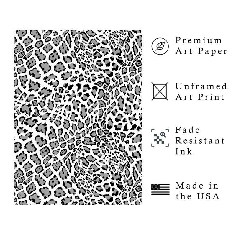 Animaux, motif léopard noir et blanc I, reproduction d'art moderne sans cadre, H 30 po x l 20 po