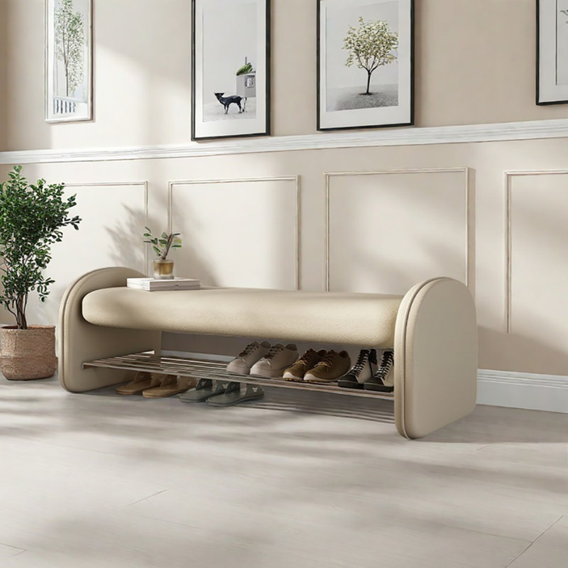 Banc de rangement pour chaussures 47,2 po, Beige