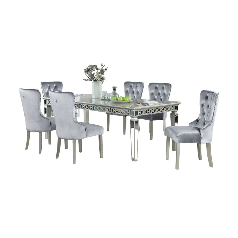 Ensemble de salle à manger 7 pièces Glam, 7 pièces : table, 6 chaises