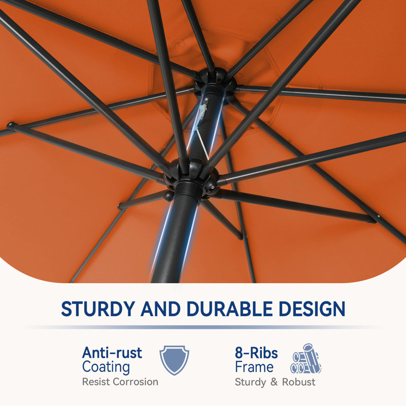 3m Large Paraso With UV, Garden Sun Shade Canopy Patio With Crank Tilt, Outdoor Umbrella  , Orange
