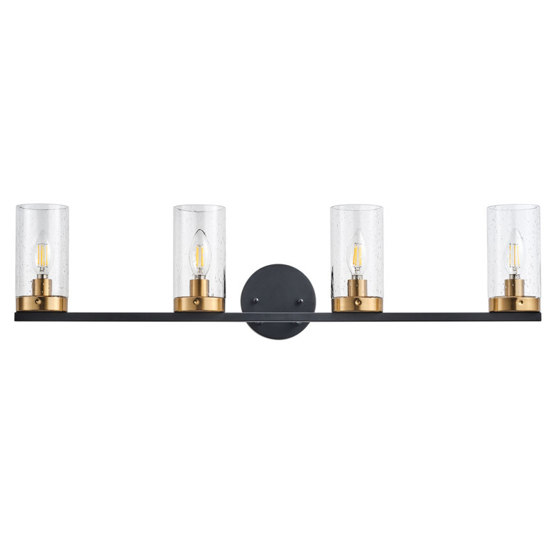 4-Light matte black dimmable glass iron mirror headlight
