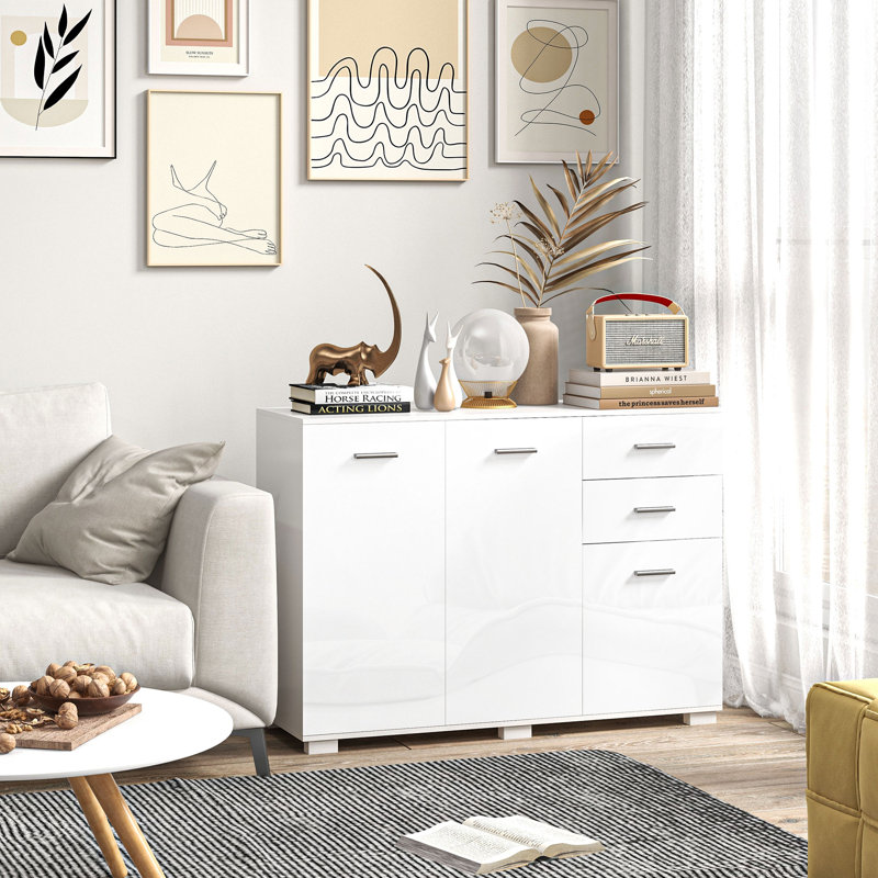 Aardhna 106cm Sideboard, High Gloss White