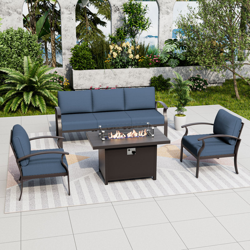 Ensemble de conversation d'extérieur pour 5 personnes avec table d'extérieur LP, Marine