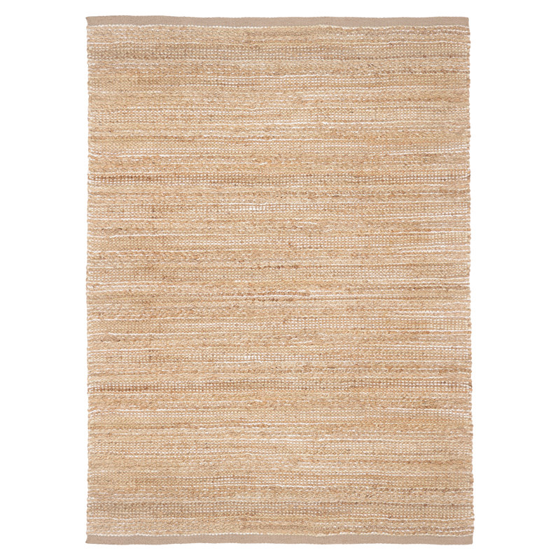 Modern Farmhouse Handmade Natural Fiber Jute Indoor Area Rug with Cotton Backing, Rectangle 7'9" x 9'9", Ivory/Tan/Cream