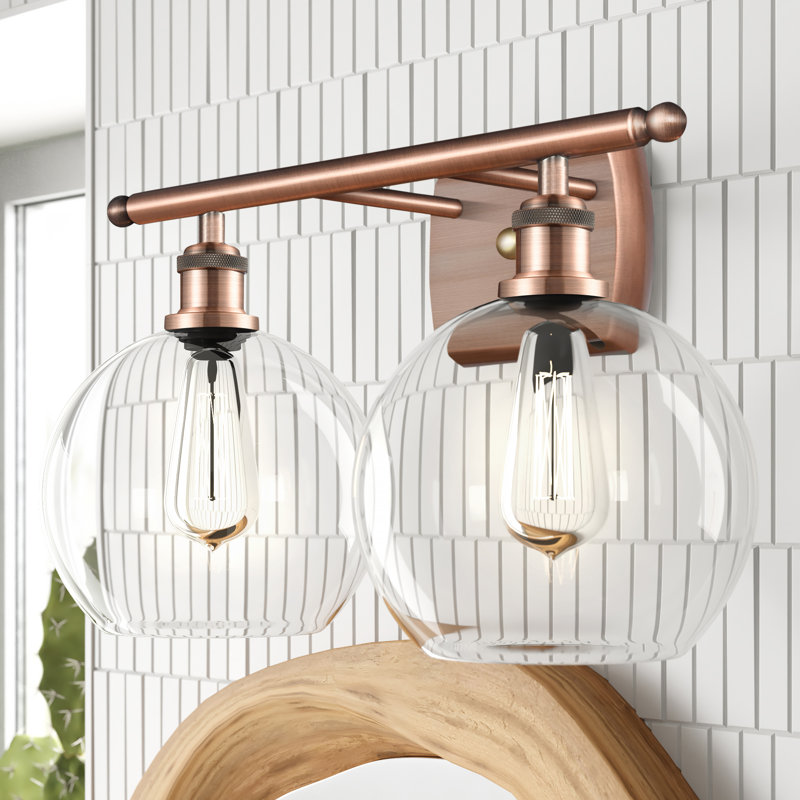 Baptista 2 - Light Dimmable Vanity Light, Clear, 60 Watt Vintage Incandescent Bulb, Antique Copper