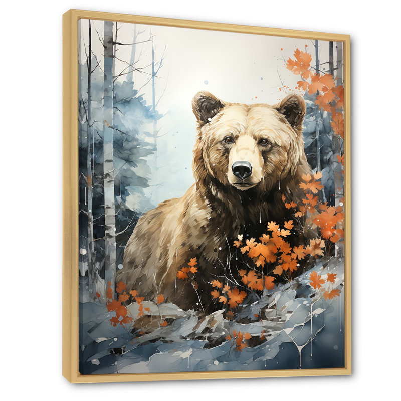 Reproduction sur toile de rêve sur un grizzly surréel, H 44 po x l 34 po x P 1,5 po, Cadre naturel flottant