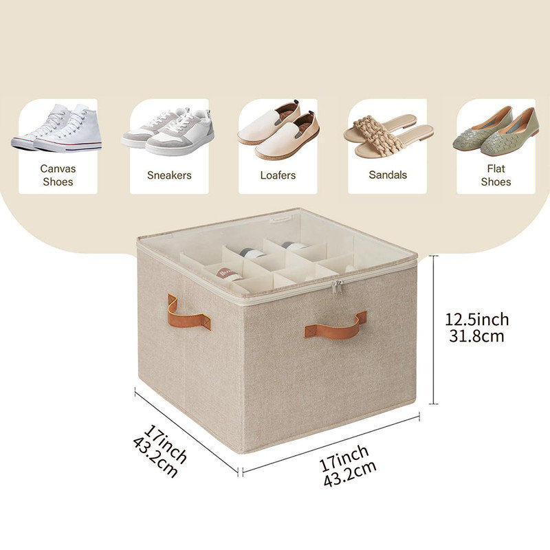 Organisateur de chaussures de placard avec diviseurs réglables, peut contenir 16 à 24 paires, housse transparente anti-poussière et conception robuste en casiers pour chaussures de sport, bottes