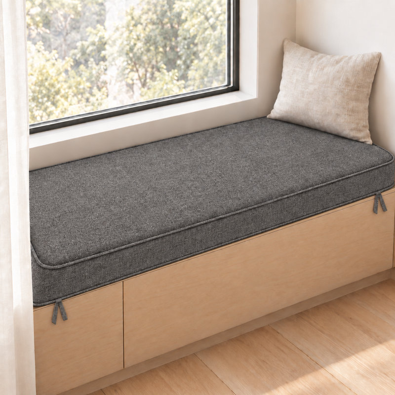 Coussin de banc sur mesure de 7,6 cm de hauteur avec double passepoil et 2 attaches pour mobilier de jardin intérieur/extérieur, banquette de fenêtre ou de terrasse