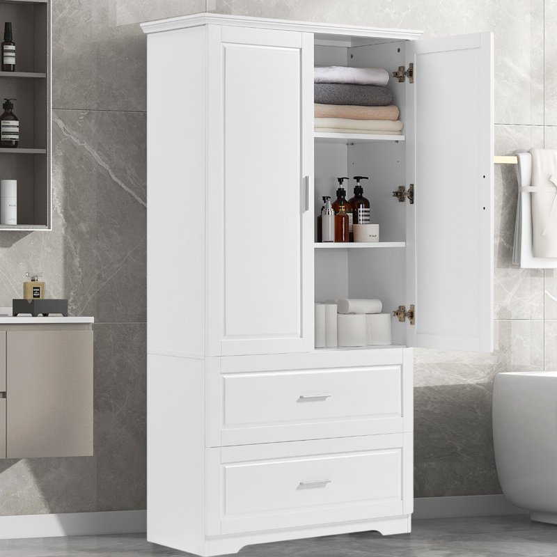 Armoire de rangement autoportante avec portes et tiroirs