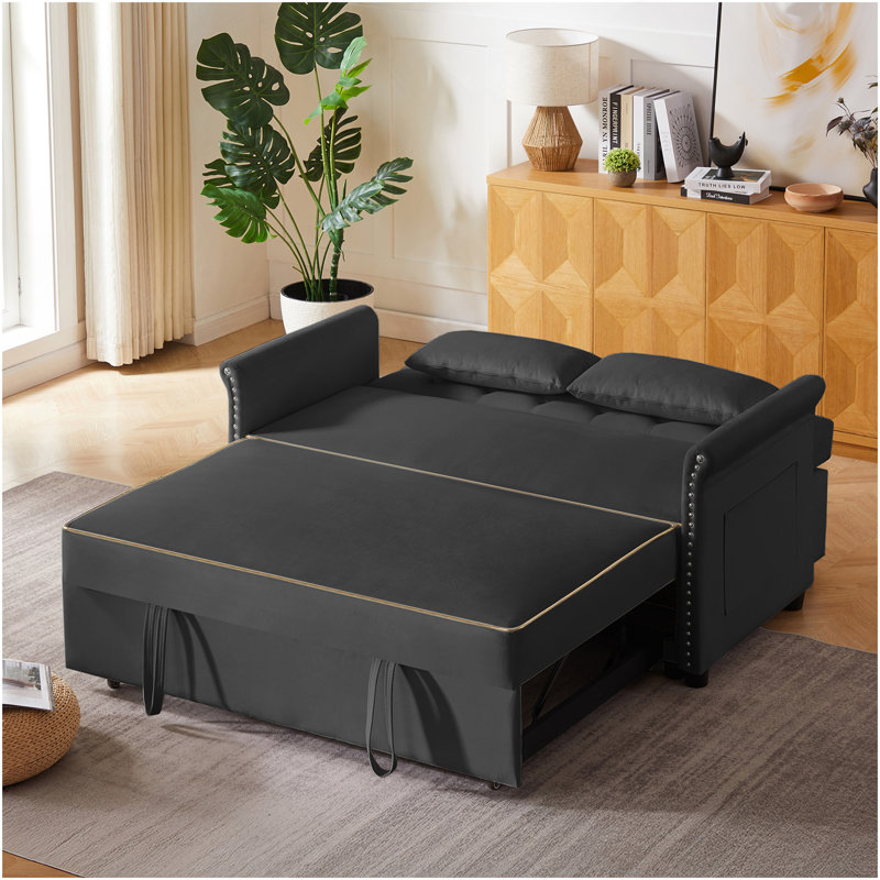 Black Velvet Sleeper Sofa Bed