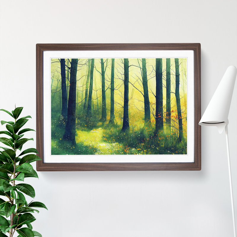 Spring Forest in Watercolour Vol.1 - Framed Print, 46cm H x 64cm W x 2cm D, Walnut Framed
