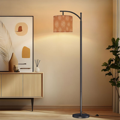 Lampe sur pied à arc avec abat-jour réglable Botanical Spring Decor Abstract Floral