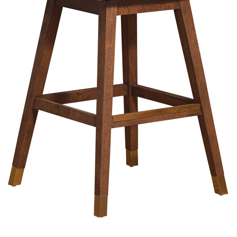 Tabouret pivotant Cesley Deryn, Chêne brun, Tissage de performance beige, Tabouret de bar (siège d’une hauteur de 30 po)