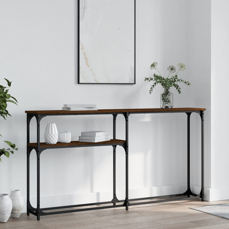 Console Table, 75cm H x 145cm W x 22.5cm D, Brown Oak