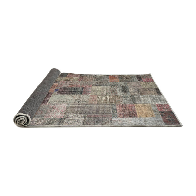 Tapis gris/noir/brun zone contemporaine, Rond 5 pi