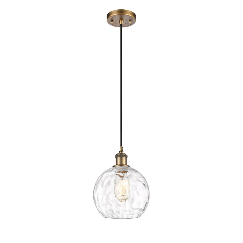 Luminaire suspendu sphère 1 lumière Roxane, Ampoule non incluse, H 10 po x l 8 po x P 8 po, Laiton brossé