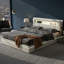 Ottoman Bed With LED Storage Headboard, Beige Velvet Upholstered Frame-1862025154