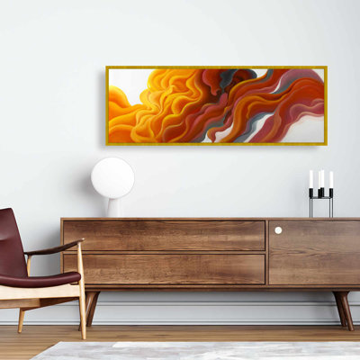 Toile abstraite colorée orange fumée - Décor
