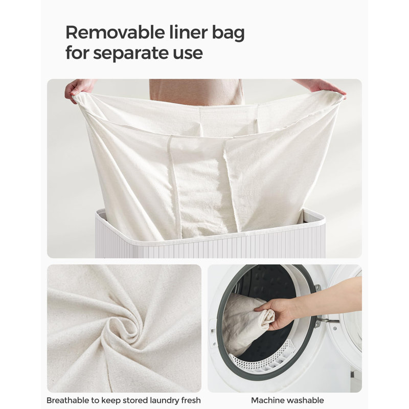 Laundry Hamper with Handles, White