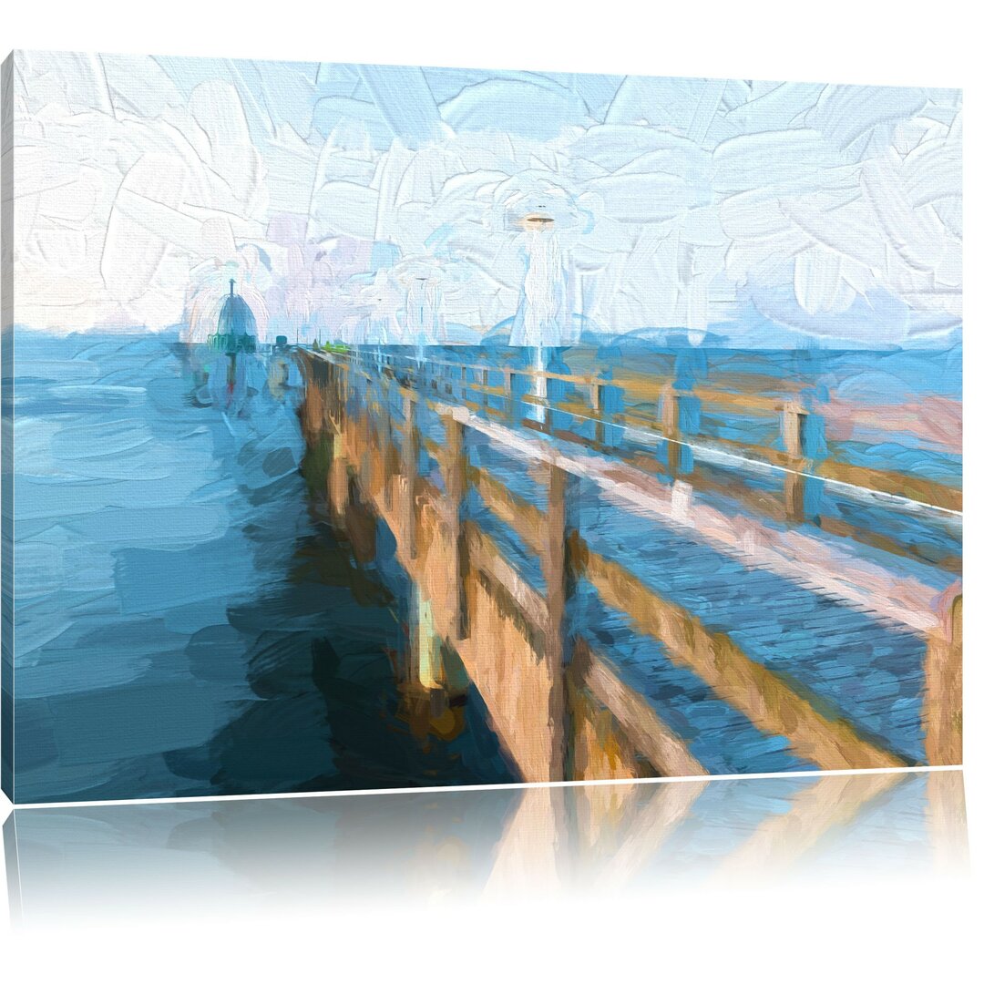 Leinwandbild Pier im Meer in Blau/Braun